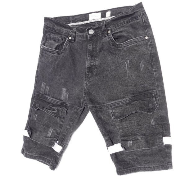 FWRD Denim Black Cargo Jean Shorts Size 36 - Picture 1 of 10